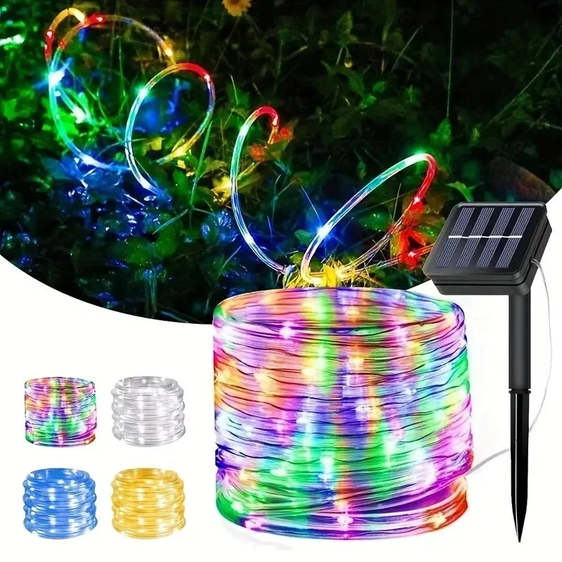 Mangueira tubo de led colorido solar ao ar livre à prova d'água IP65 para decoração de Natal, festa de casamento...de jardim