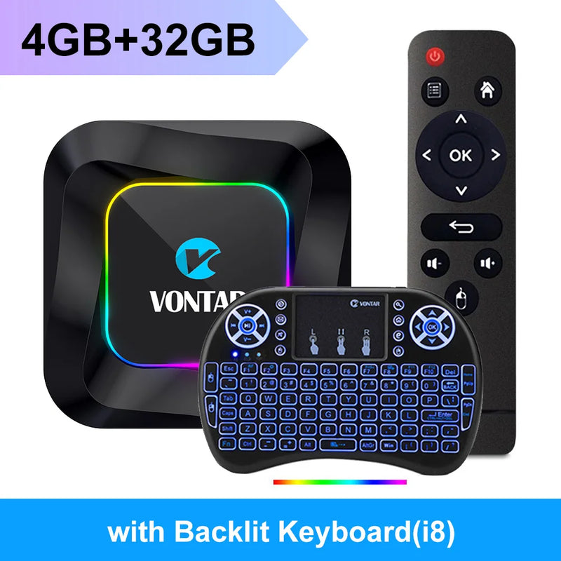 TV Box Android 13 VONTAR R3 RGB  Rockchip RK3528 Support 8K Video BT5.0 Wifi6 Support Google Voice Input Media Player Set Top Box Com pacote incluso(Canais Ilimitados + Jogos + filmes e séries))