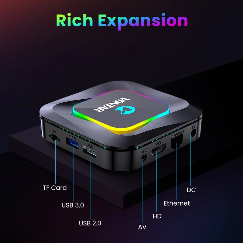 TV Box Android 13 VONTAR R3 RGB  Rockchip RK3528 Support 8K Video BT5.0 Wifi6 Support Google Voice Input Media Player Set Top Box Com pacote incluso(Canais Ilimitados + Jogos + filmes e séries))