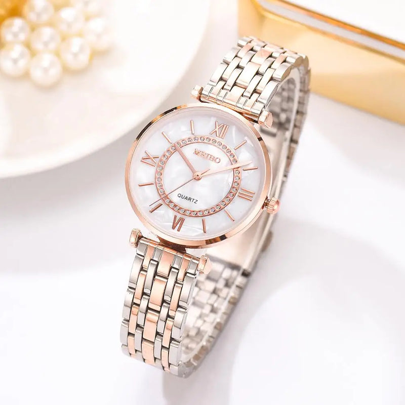 Relógios de pulso feminino luxo cristal, pulseira de aço com qualidade superior montre femme relogio