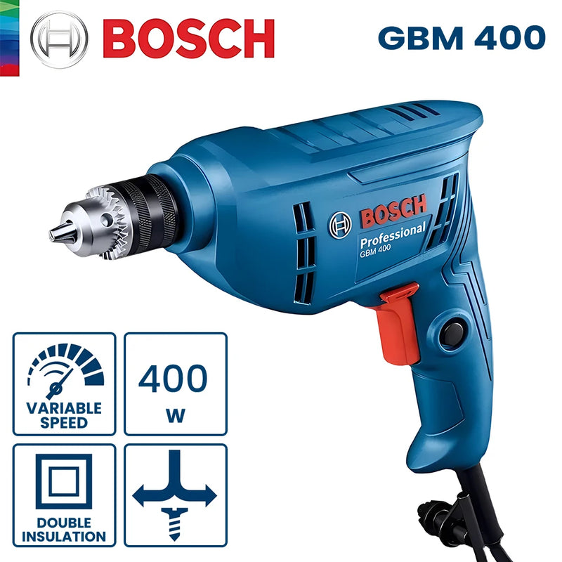 Furadeira Elétrica Bosch 400W Mini Chave De Fenda Velocidade Ajustável Furadeira De Impacto Rotativa Forte Ferramenta, de Potência Para Madeira Metal GBM 400