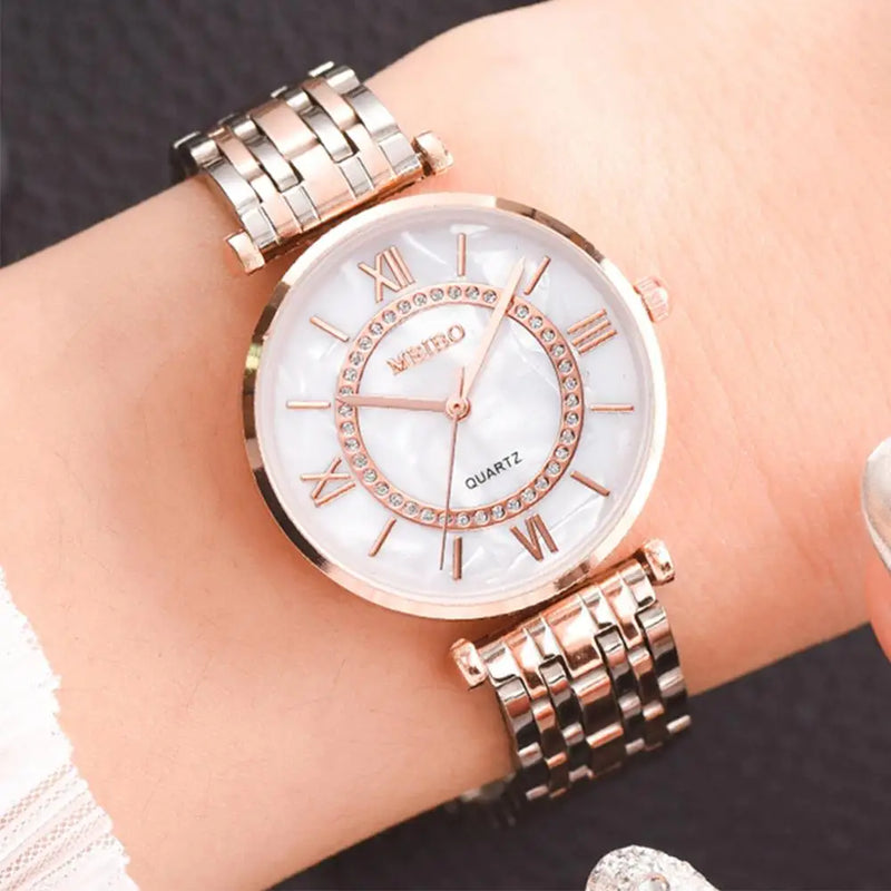 Relógios de pulso feminino luxo cristal, pulseira de aço com qualidade superior montre femme relogio