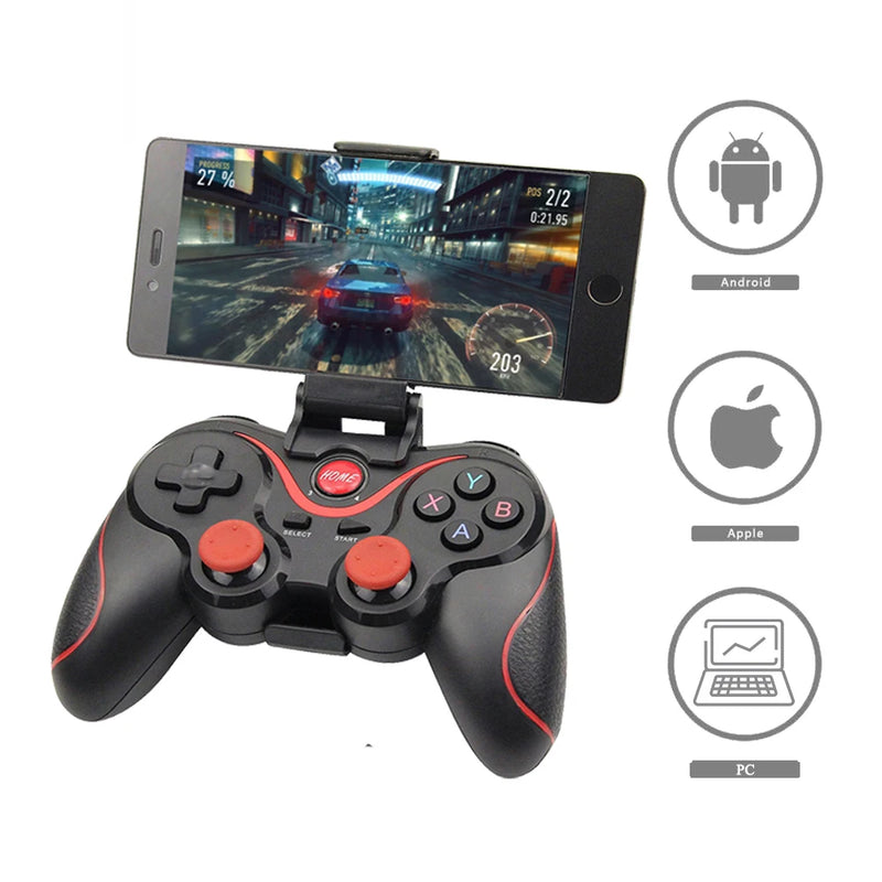 Contole gamer T3 X3 Wireless Joystick Gamepad PC Game Controller Suporte Bluetooth BT3.0 Joystick para Celular Tablet TV Box Holder