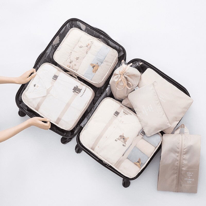 Kit 7 Bolsas Organizadoras Para Mala de Viagem STORAGE BAG - [PAGUE 4 LEVE 7 - SUPER PROMOÇÃO POR TEMPO LIMITADO] Direct Ofertas Branco Creme 